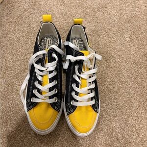 Yellow and Black University of Iowa Sneakers with White Laces